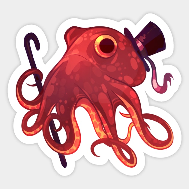 Red Octopus Gentleman Sticker by Claire Lin